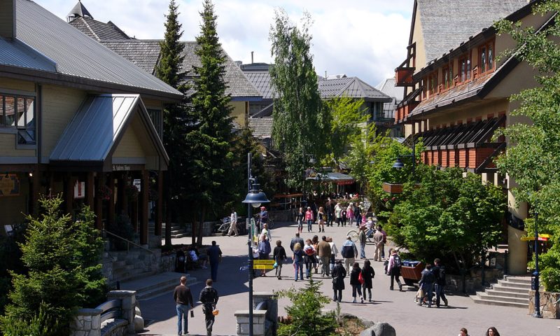 People walking around in the resort municipality of Whistler
